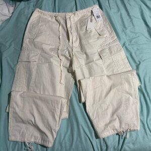 Good American Cloud White Parachute Pants NWT Size M
